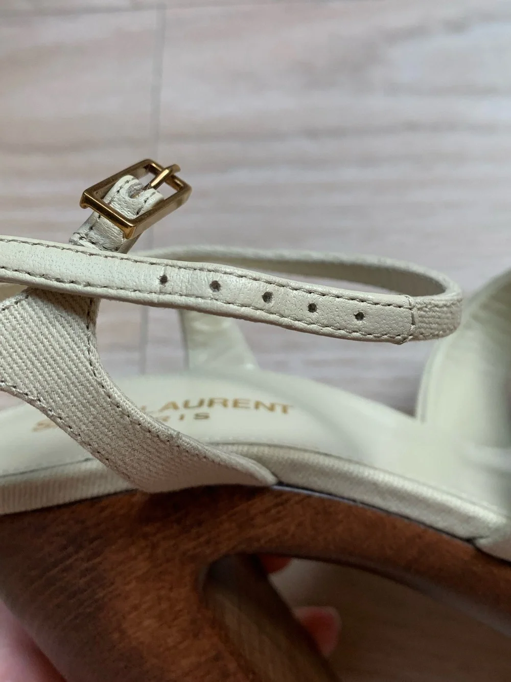 Saint Laurent Bianca Beige Canvas and Wood Platform Sandal NWT Size 37.5 IT - Picture 13 of 13
